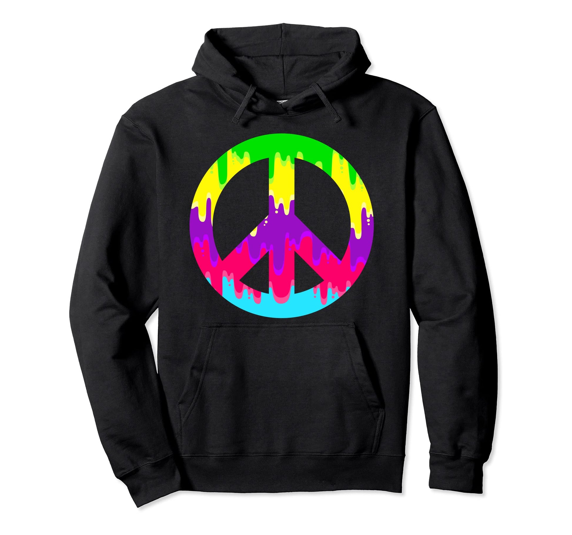 Dripping Paint Peace Sign 60S 70S Hoodie - Trendy Graphic for Adults - T-Shirt, Sweatshirt, Hoodie