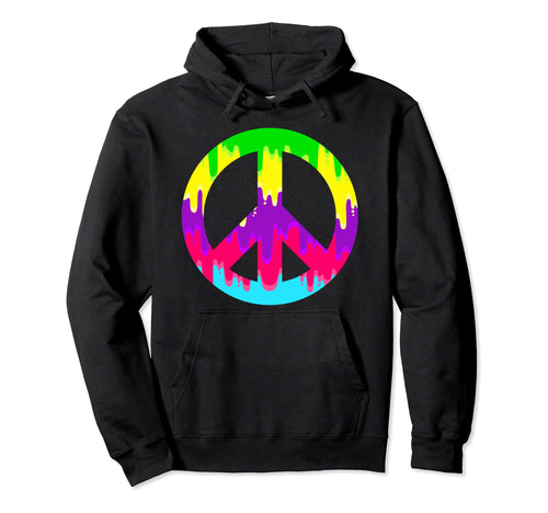 Dripping Paint Peace Sign 60S 70S Hoodie - Trendy Graphic for Adults - T-Shirt, Sweatshirt, Hoodie