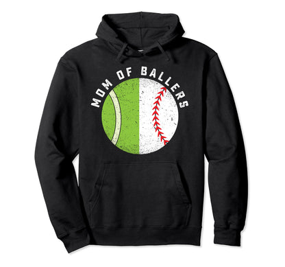 Mom Ballers Baseball Tennis Player Hoodie - Custom Art Print for Adults - T-Shirt, Sweatshirt, Hoodie