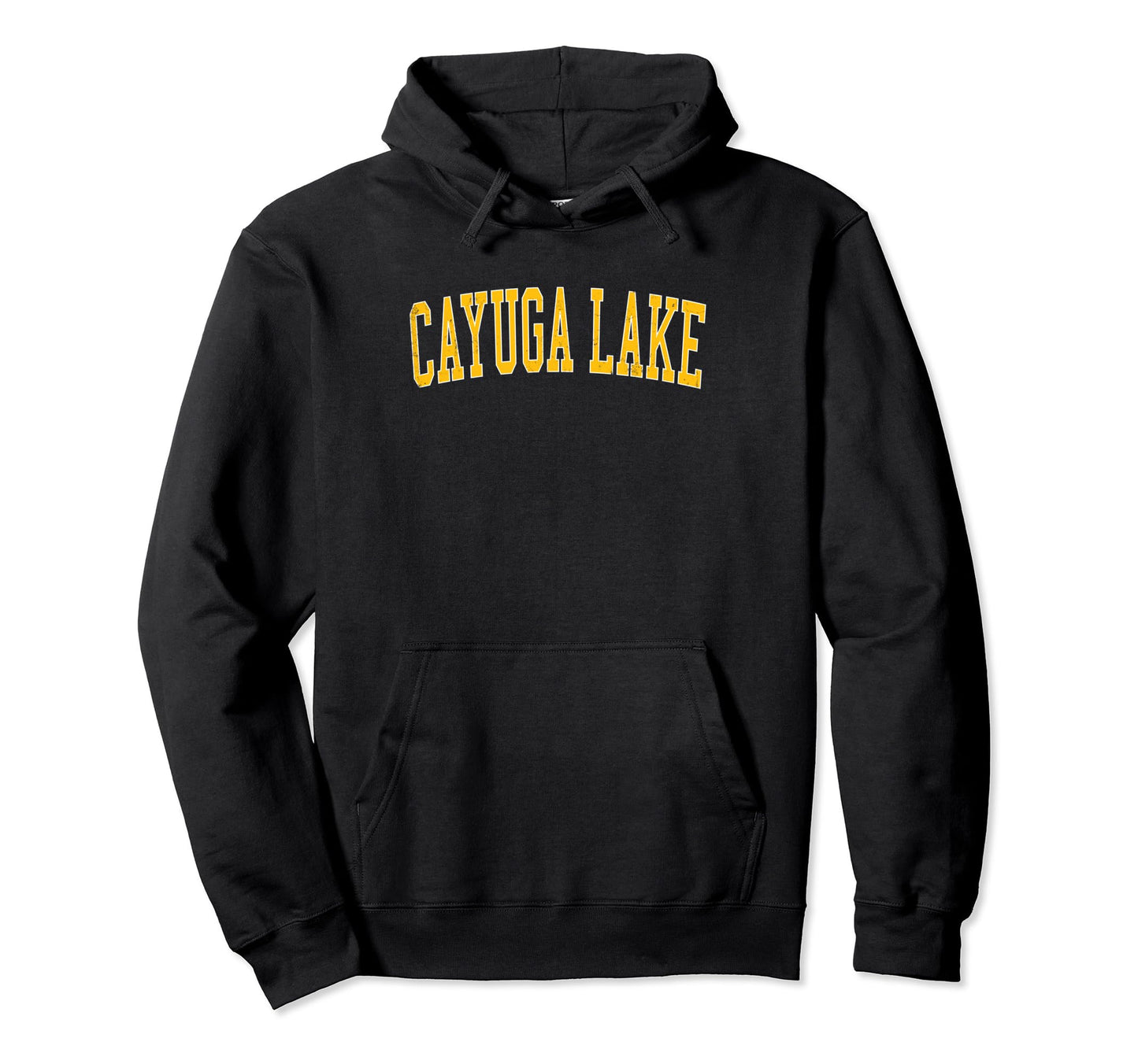 Cayuga Lake Distressed Gold Varsity Hoodie - Unique Graphic Men Women - T-Shirt, Sweatshirt, Hoodie