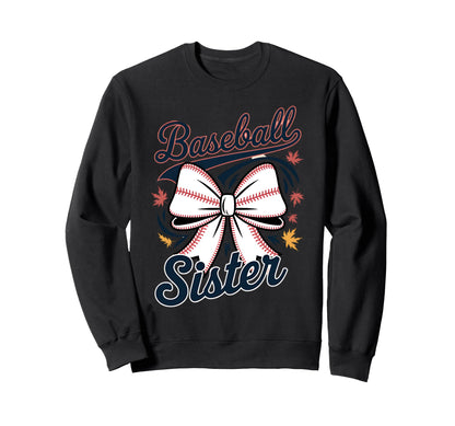 Baseball Sister Coquette Bow Sweatshirt - Custom Art Print for Adults - T-Shirt, Sweatshirt, Hoodie