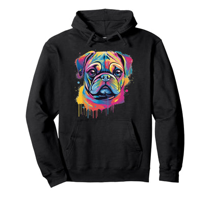 Pop Art Pug Dog Colorful Rainbow Hoodie - Casual Everyday Wear Unisex - T-Shirt, Sweatshirt, Hoodie
