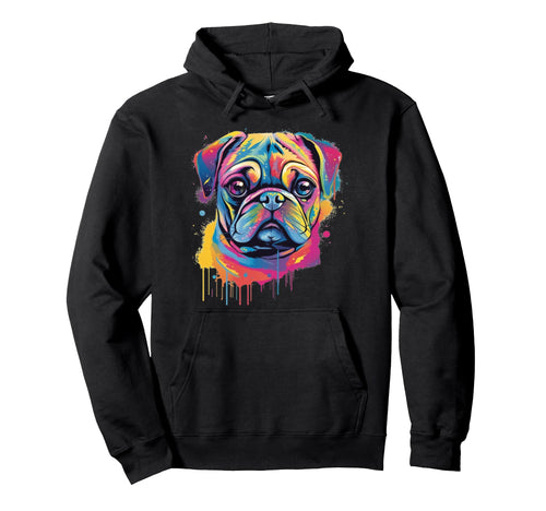 Pop Art Pug Dog Colorful Rainbow Hoodie - Casual Everyday Wear Unisex - T-Shirt, Sweatshirt, Hoodie
