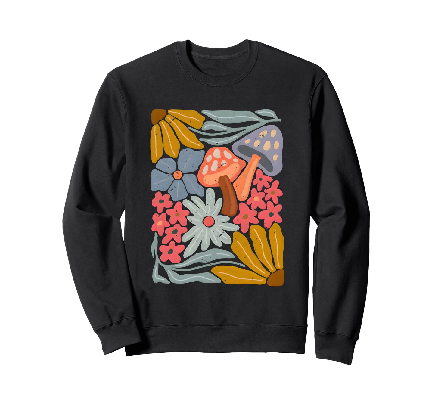 Groovy Abstract Flower And Mushroom Boho Sweatshirt - Graphic Print Unisex - T-Shirt, Sweatshirt, Hoodie