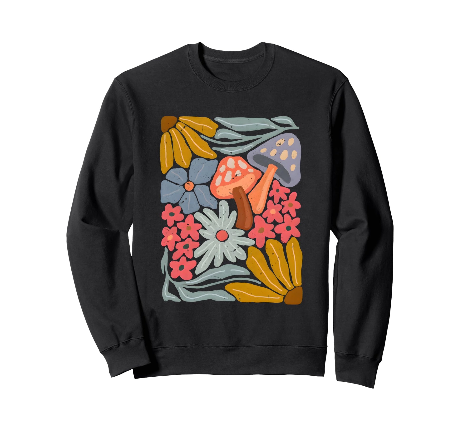 Groovy Abstract Flower And Mushroom Boho Sweatshirt - Graphic Print Unisex - T-Shirt, Sweatshirt, Hoodie
