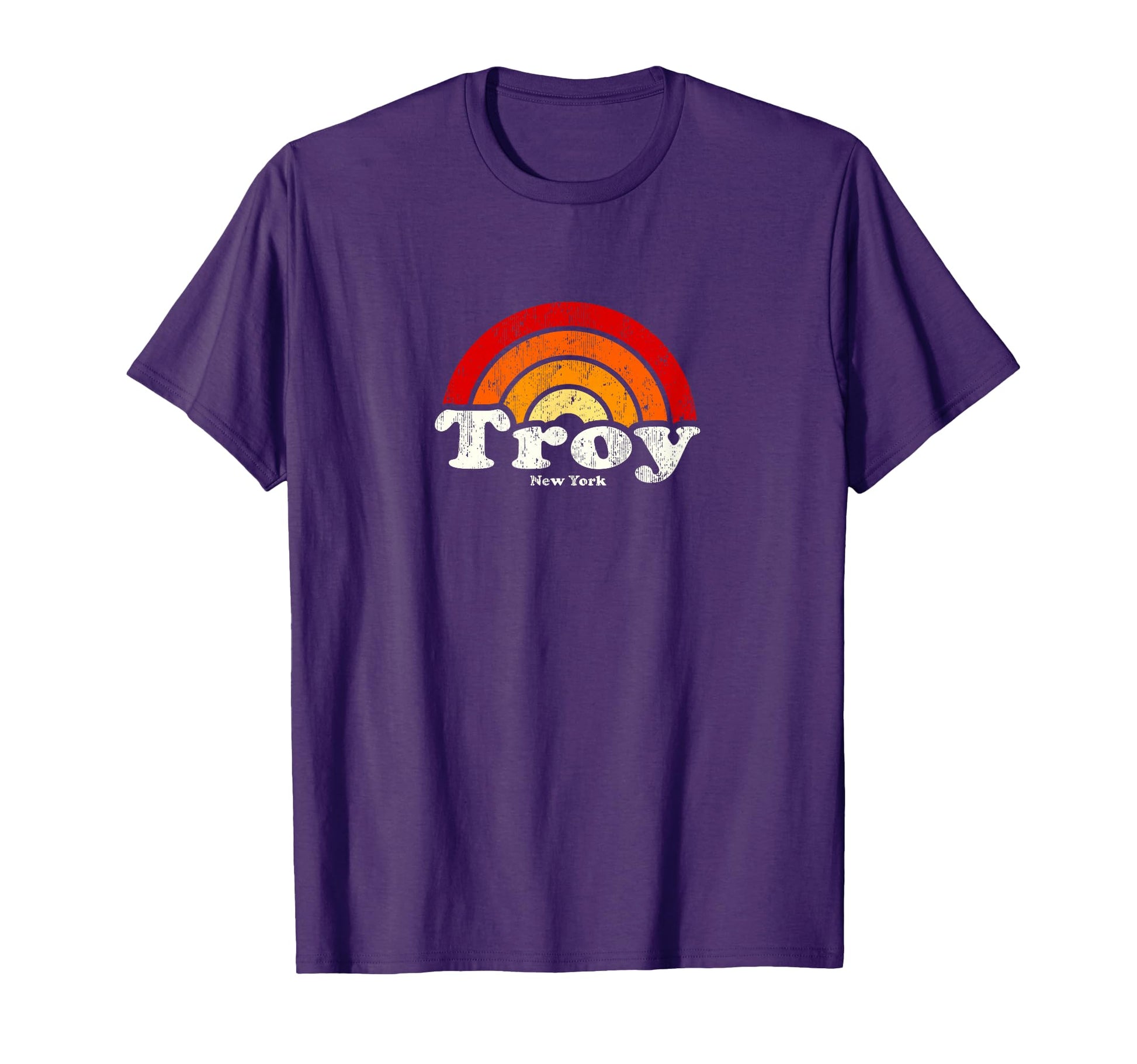 Troy New York Ny 70S Rainbow T-Shirt - Novelty Apparel for Adults - T-Shirt, Sweatshirt, Hoodie