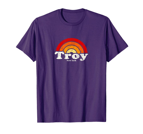 Troy New York Ny 70S Rainbow T-Shirt - Novelty Apparel for Adults - T-Shirt, Sweatshirt, Hoodie