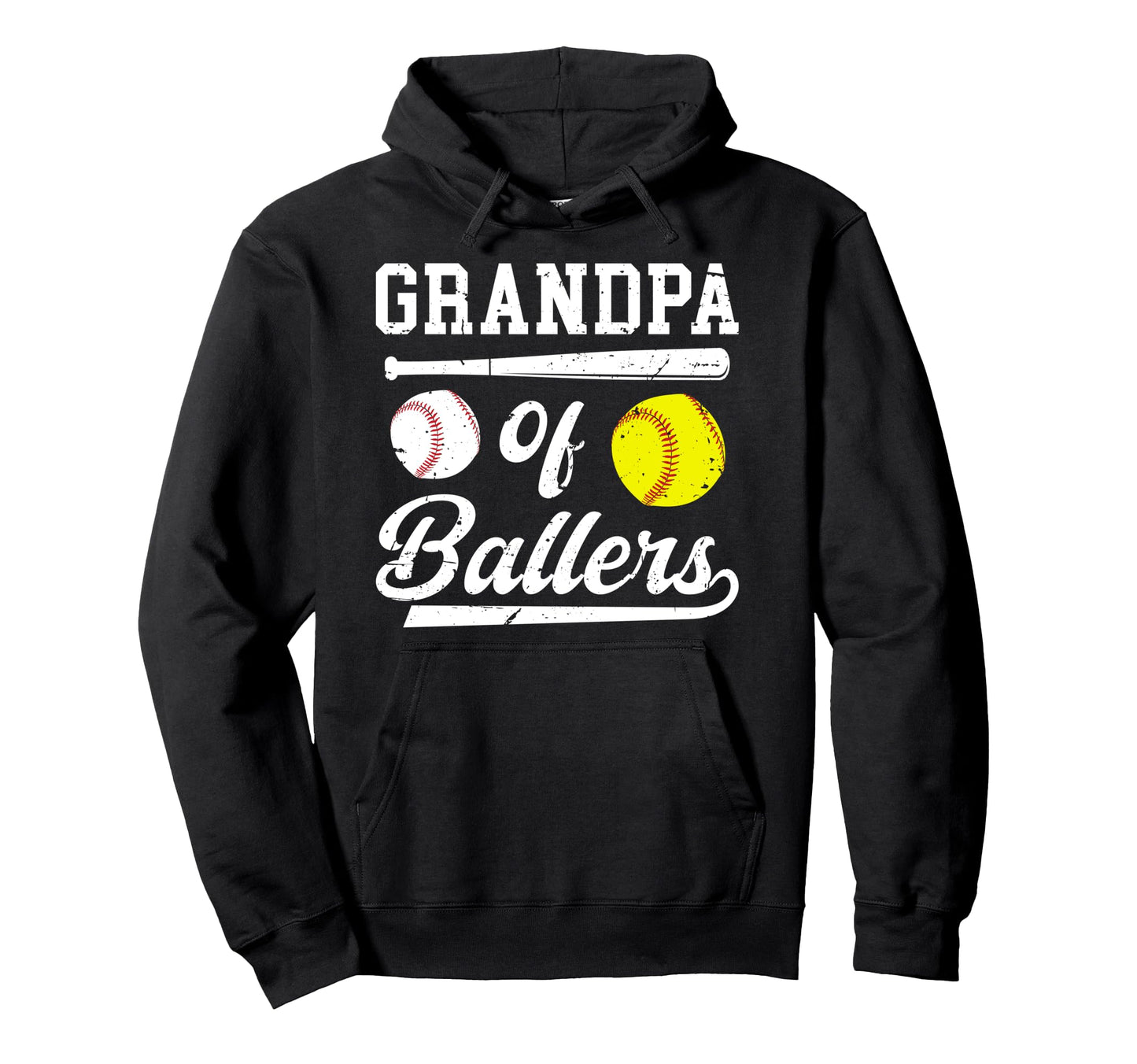 Grandpa Ballers Softball Baseball Hoodie - Unique Graphic Men Women - T-Shirt, Sweatshirt, Hoodie
