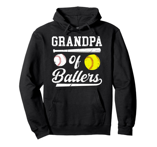 Grandpa Ballers Softball Baseball Hoodie - Unique Graphic Men Women - T-Shirt, Sweatshirt, Hoodie