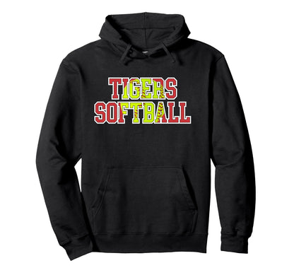 Tigers Softball Mom Game Day Team Red Hoodie - Aesthetic Graphic Unisex - T-Shirt, Sweatshirt, Hoodie