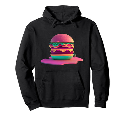 Cheeseburger Vaporwave Retrowave Hoodie - Streetwear Style for Adults - T-Shirt, Sweatshirt, Hoodie