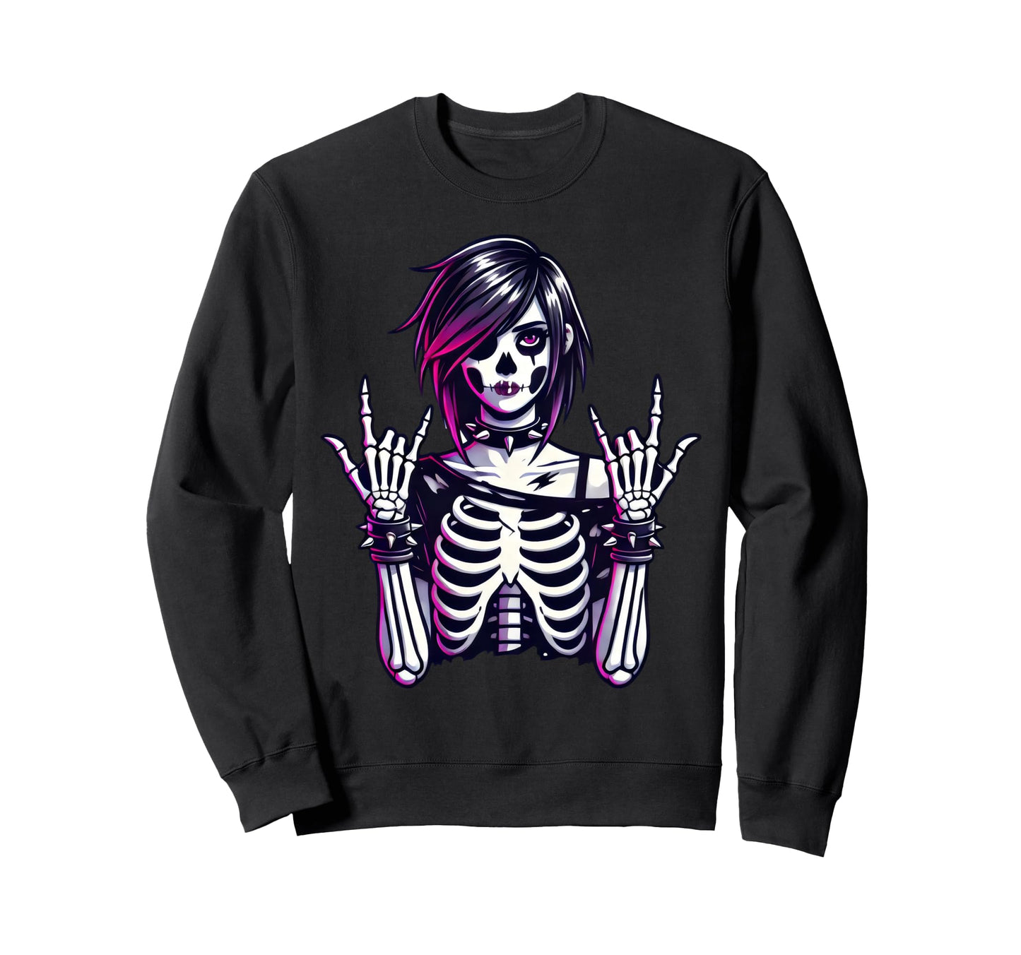 Dark Alt Skeleton Rock Hand Spooky Sweatshirt - Custom Art Print Men Women - T-Shirt, Sweatshirt, Hoodie