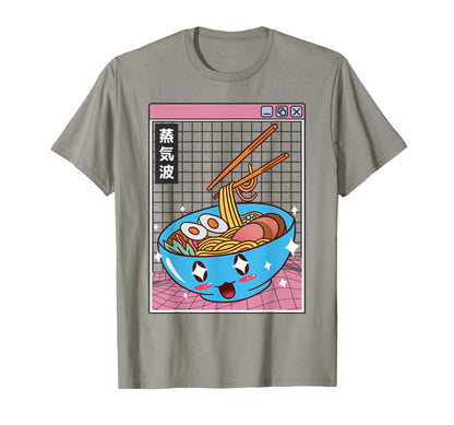 Ramen Noodles Bowl Kawaii Grid T-Shirt - Custom Art Print Men Women - T-Shirt, Sweatshirt, Hoodie