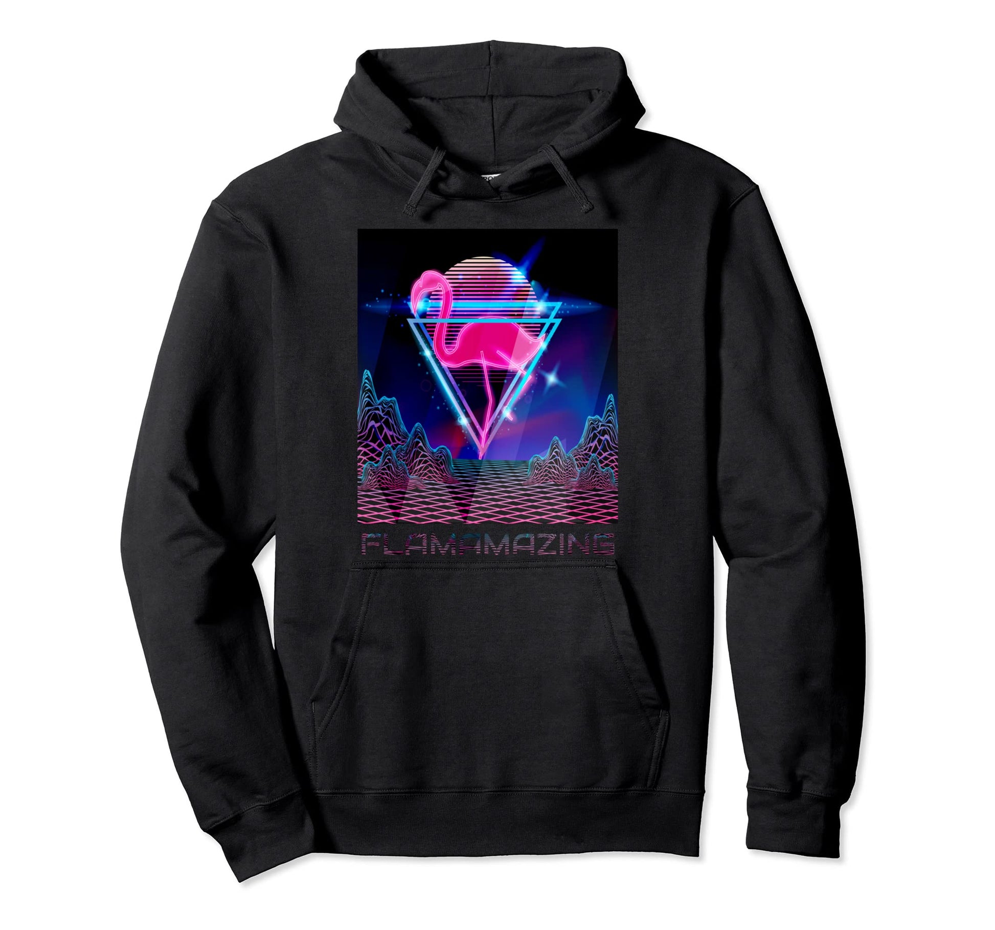 80S Flamingo Bird Vaporwave Sunset Hoodie - Streetwear Style for Adults - T-Shirt, Sweatshirt, Hoodie