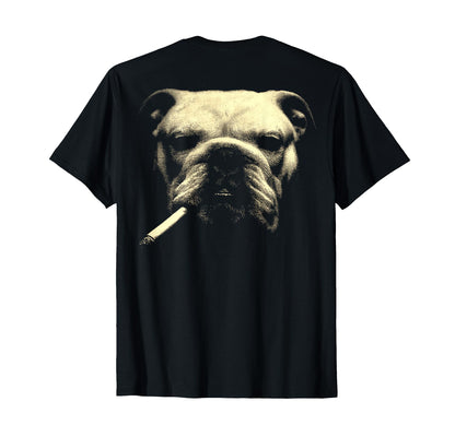 English Bulldog Smoking Cigarette Grunge T-Shirt - Graphic Print Unisex - T-Shirt, Sweatshirt, Hoodie