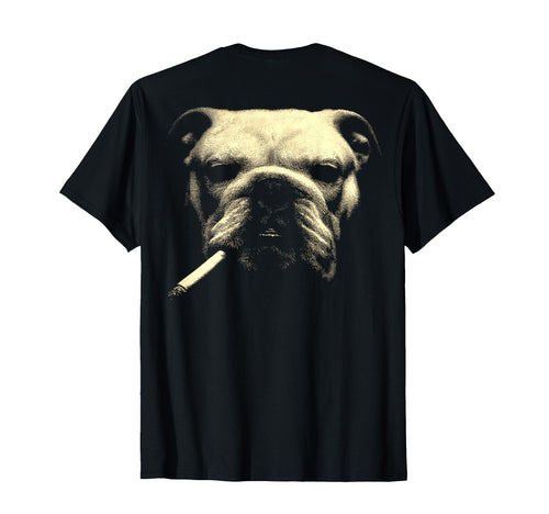 English Bulldog Smoking Cigarette Grunge T-Shirt - Graphic Print Unisex - T-Shirt, Sweatshirt, Hoodie