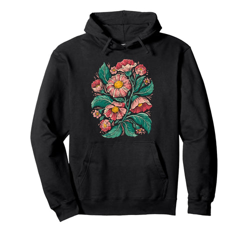 Botanical Boho Daisy Flower Floral Hoodie - Graphic Print for Adults - T-Shirt, Sweatshirt, Hoodie