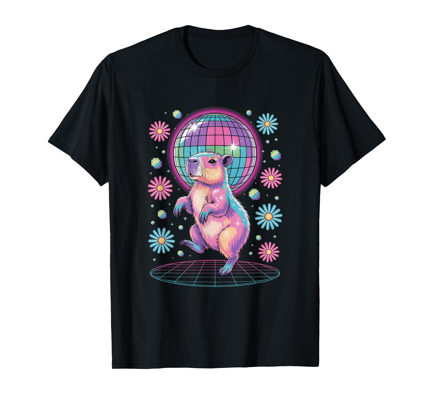 Capybara Disco Dance Vaporwave T-Shirt - Fun Novelty Design Men Women - T-Shirt, Sweatshirt, Hoodie