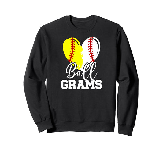 Ball Grams Heart Baseball Softball Sweatshirt - Unique Graphic Men Women - T-Shirt, Sweatshirt, Hoodie