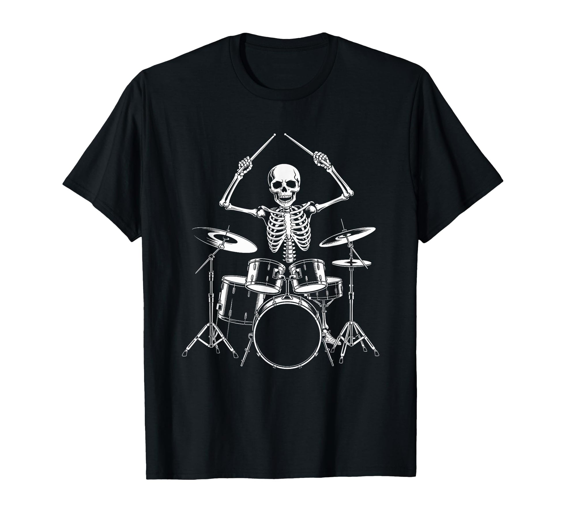 Skeleton Drummer Playing Drum Kit Rock T-Shirt - Graphic Print for Adults - T-Shirt, Sweatshirt, Hoodie