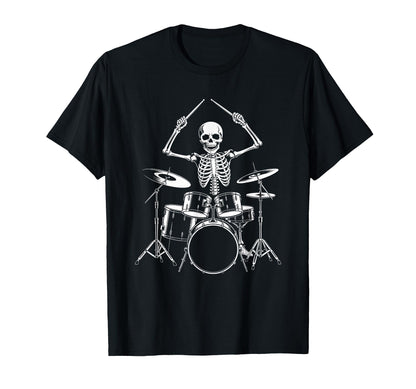 Skeleton Drummer Playing Drum Kit Rock T-Shirt - Graphic Print for Adults - T-Shirt, Sweatshirt, Hoodie