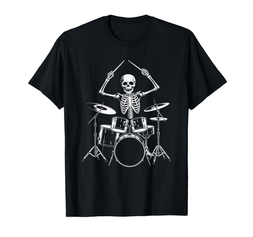 Skeleton Drummer Playing Drum Kit Rock T-Shirt - Graphic Print for Adults - T-Shirt, Sweatshirt, Hoodie
