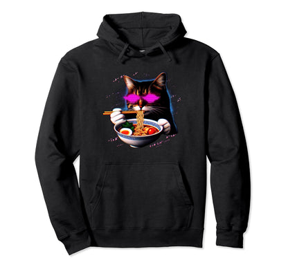 Ramen Cat Vaporwave Japanese Aesthetic Hoodie - Graphic Print Men Women - T-Shirt, Sweatshirt, Hoodie