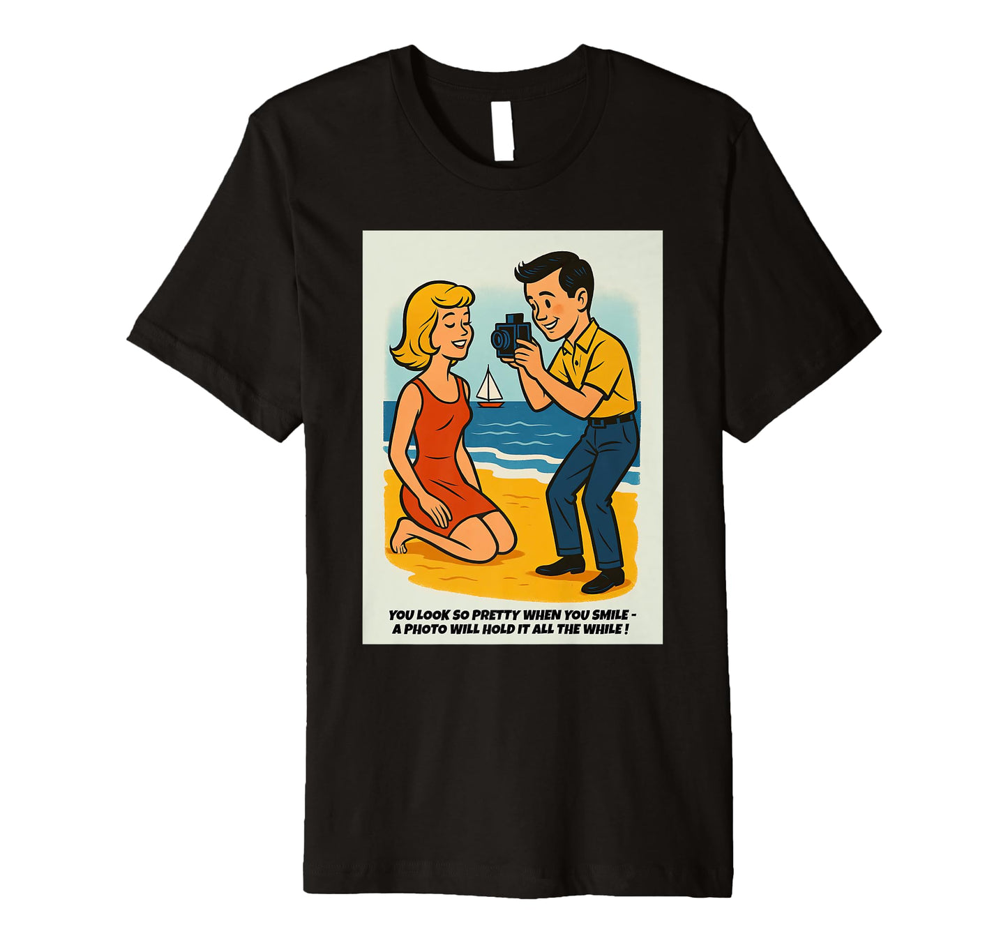Pretty Smile Beach Camera 1960S T-Shirt - Casual Everyday Wear for Adults - T-Shirt, Sweatshirt, Hoodie