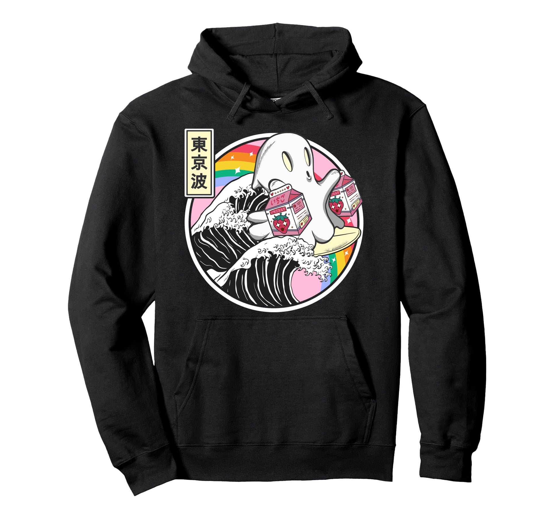 Surfing Ghost Strawberry Milk Cartons Hoodie - Aesthetic Graphic Men Women - T-Shirt, Sweatshirt, Hoodie