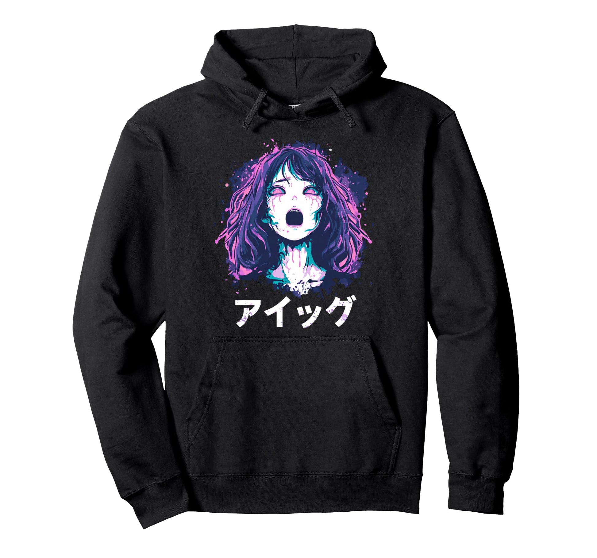 Goth Grunge Demon Anime Waifu Horror Hoodie - Aesthetic Graphic for Adults - T-Shirt, Sweatshirt, Hoodie