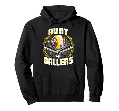 Baseball Softball Aunt Ballers Mothers Hoodie - Aesthetic Graphic Unisex - T-Shirt, Sweatshirt, Hoodie