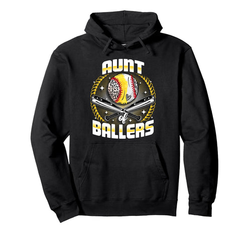 Baseball Softball Aunt Ballers Mothers Hoodie - Aesthetic Graphic Unisex - T-Shirt, Sweatshirt, Hoodie