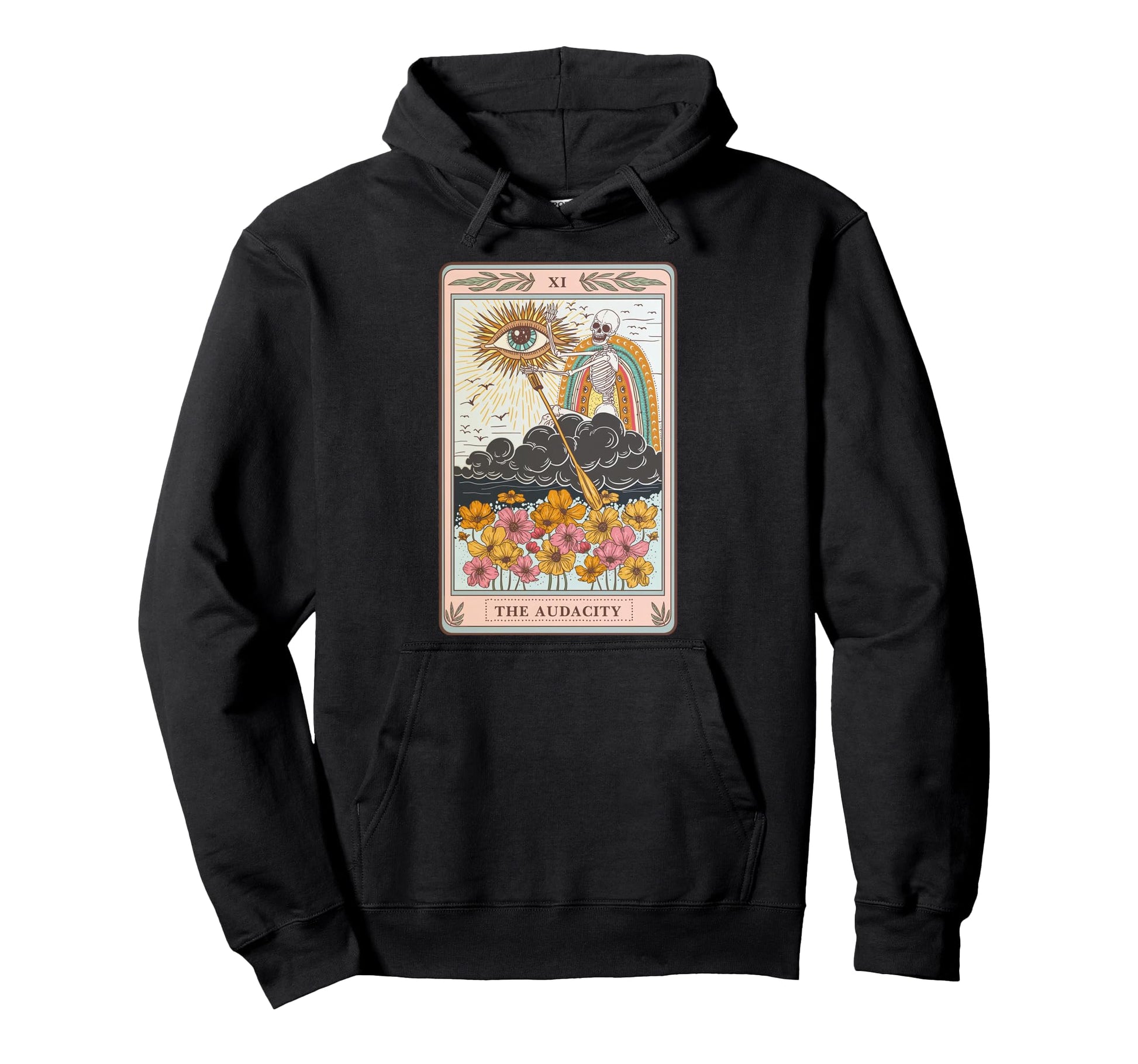 Skeleton Riding Cloud Audacity Tarot Hoodie - Streetwear Style for Adults - T-Shirt, Sweatshirt, Hoodie