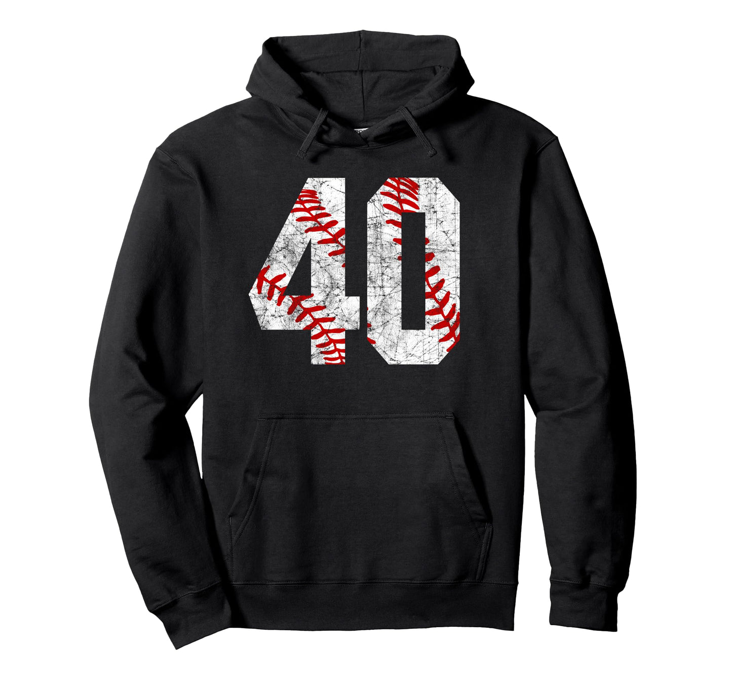 Distressed Baseball Number 40 Jersey Hoodie - Graphic Print Men Women - T-Shirt, Sweatshirt, Hoodie