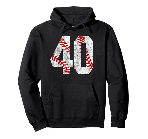 Distressed Baseball Number 40 Jersey Hoodie - Graphic Print Men Women - T-Shirt, Sweatshirt, Hoodie