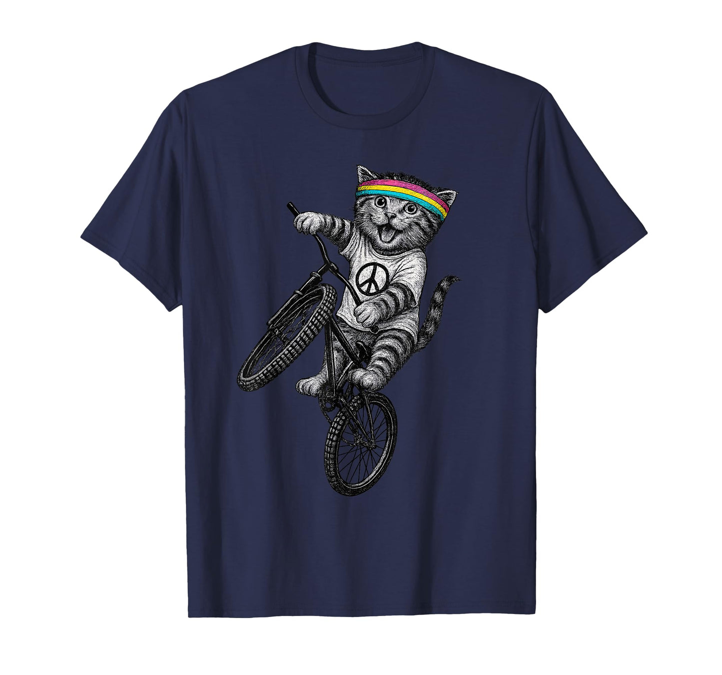 Cat Bike Kitten Wheelie Trick Cycling T-Shirt - Minimalist Print Men Women - T-Shirt, Sweatshirt, Hoodie