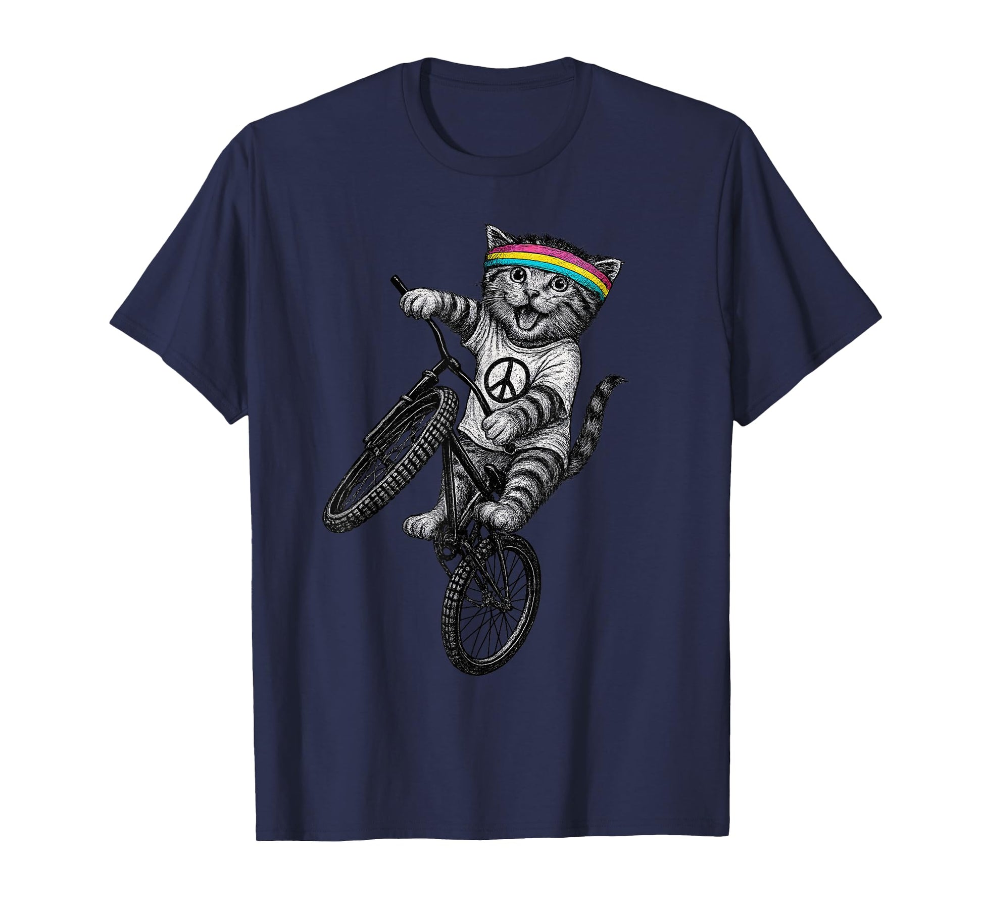 Cat Bike Kitten Wheelie Trick Cycling T-Shirt - Minimalist Print Men Women - T-Shirt, Sweatshirt, Hoodie