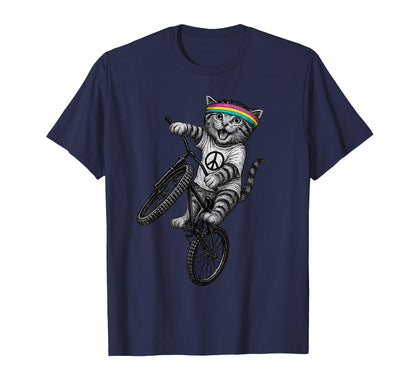 Cat Bike Kitten Wheelie Trick Cycling T-Shirt - Minimalist Print Men Women - T-Shirt, Sweatshirt, Hoodie