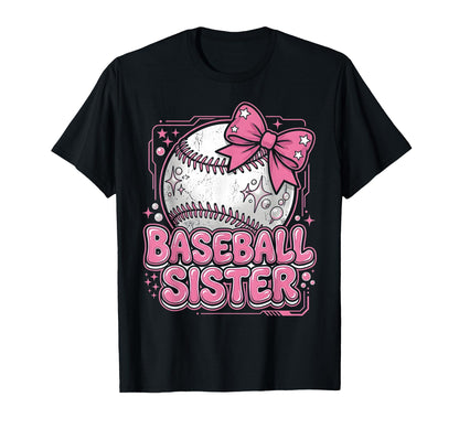 Baseball Sister Coquette Bow Baseball T-Shirt - Trendy Graphic Men Women - T-Shirt, Sweatshirt, Hoodie