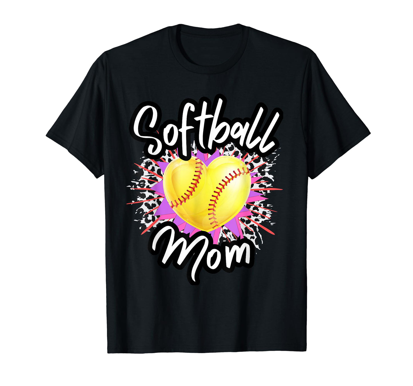 Softball Mom Game Day Leopard Daughter T-Shirt - Minimalist Print Unisex - T-Shirt, Sweatshirt, Hoodie