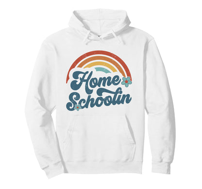 Homeschooling Mom Funny Groovy Rainbow Hoodie - Novelty Apparel Unisex - T-Shirt, Sweatshirt, Hoodie