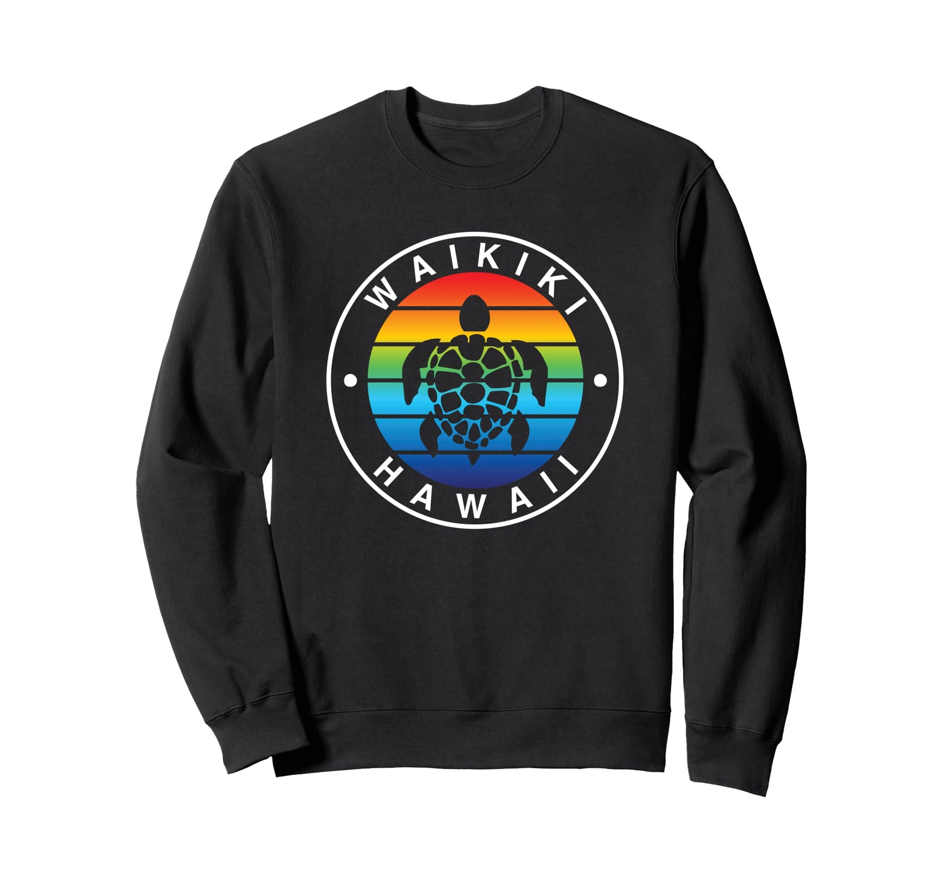 Waikiki Hawaii Sea Turtle Rainbow Sweatshirt - Casual Everyday Wear Unisex - T-Shirt, Sweatshirt, Hoodie