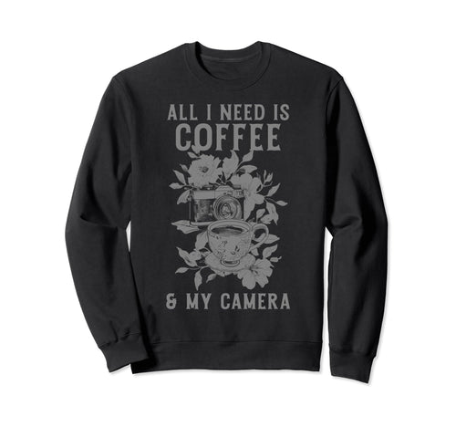 Coffee Camera Photographer Flowers Sweatshirt - Custom Art Print Unisex - T-Shirt, Sweatshirt, Hoodie