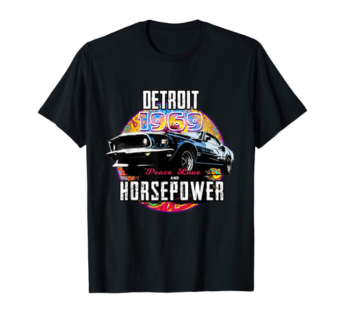 Detroit 1969 Muscle Car Horsepower T-Shirt - Graphic Print for Adults - T-Shirt, Sweatshirt, Hoodie