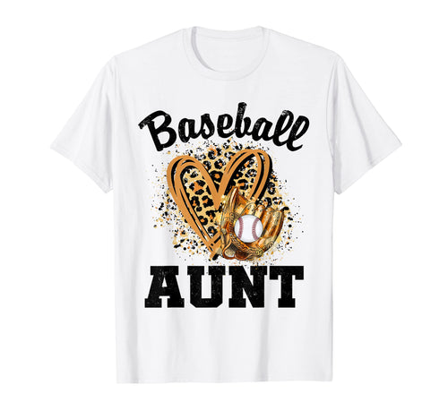 Baseball Aunt Leopard Heart Baseball T-Shirt - Aesthetic Graphic Men Women - T-Shirt, Sweatshirt, Hoodie