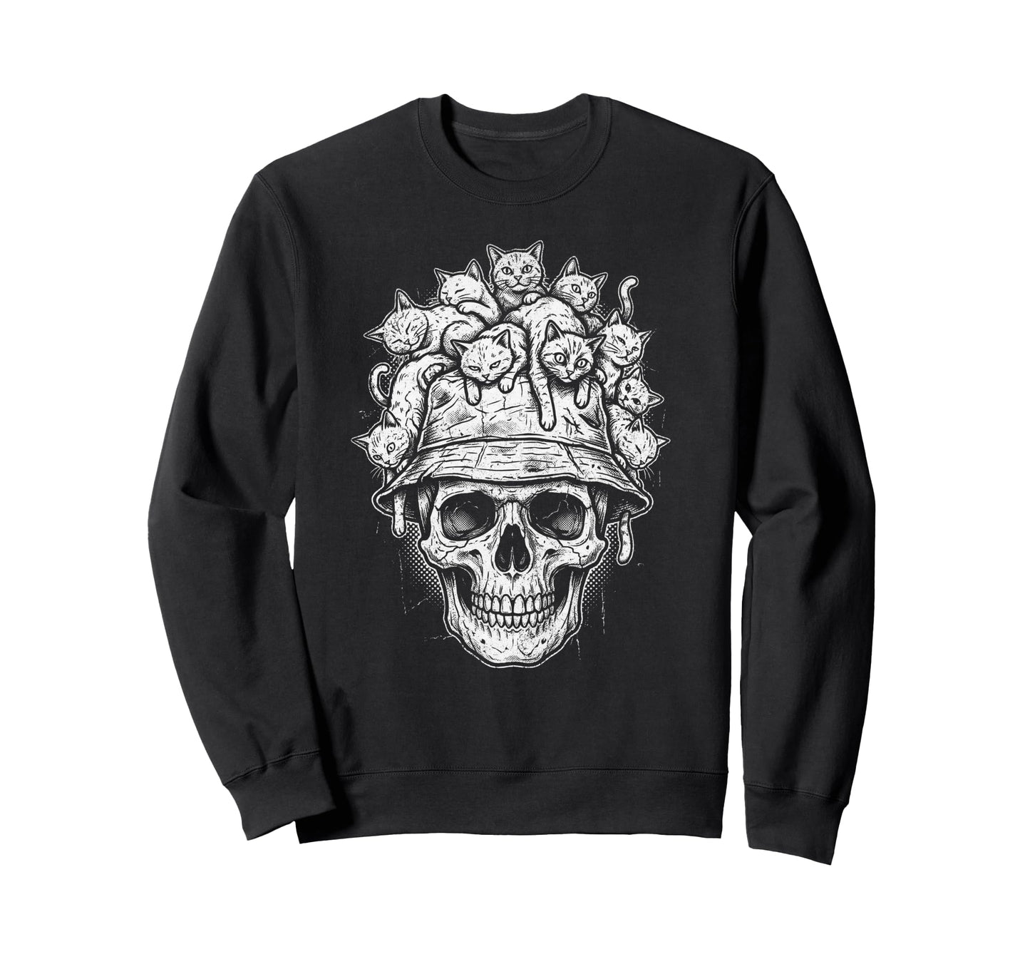 Skull Cat Skeleton Kitty Kitten Sweatshirt - Unique Graphic Men Women - T-Shirt, Sweatshirt, Hoodie