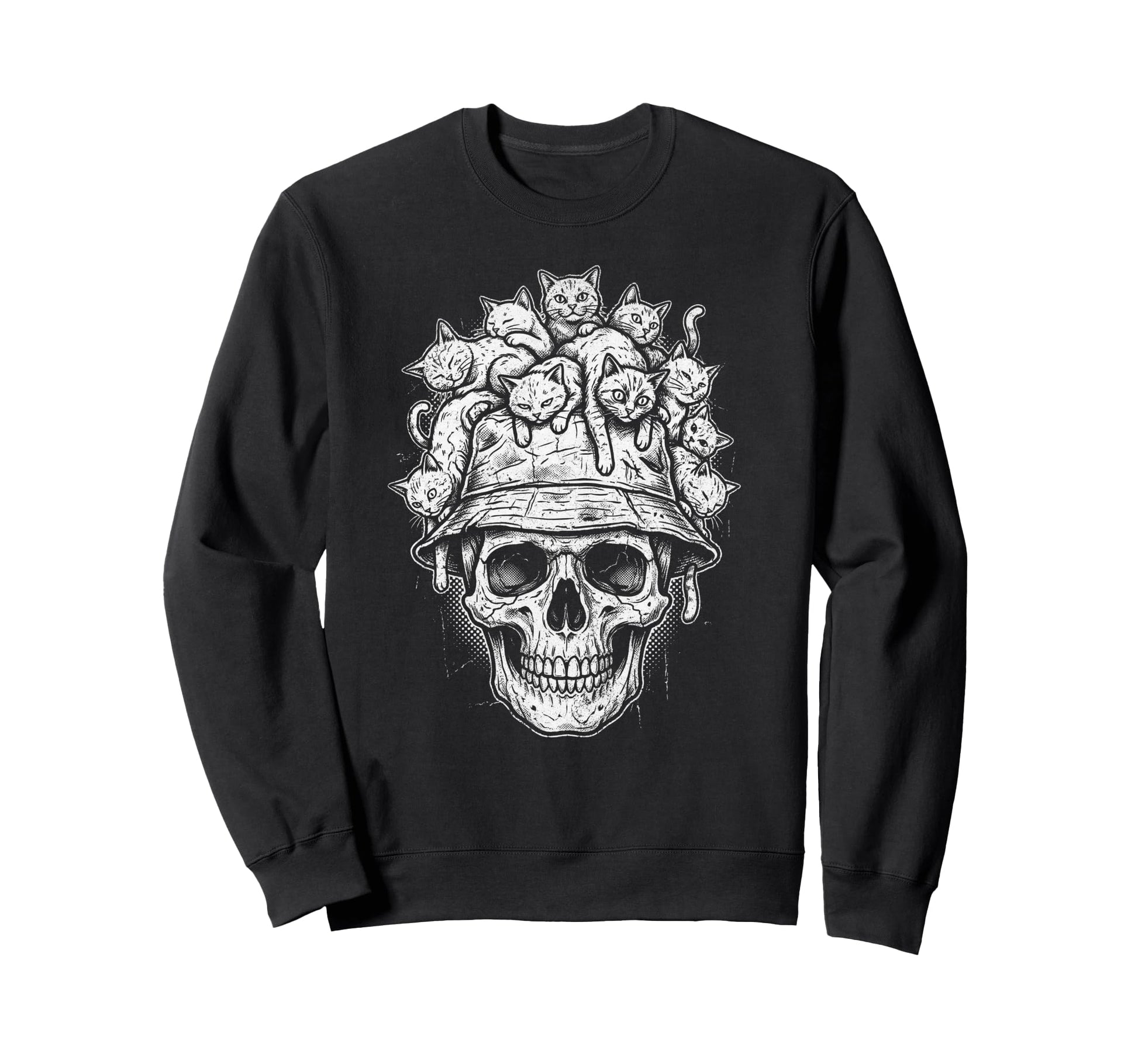 Skull Cat Skeleton Kitty Kitten Sweatshirt - Unique Graphic Men Women - T-Shirt, Sweatshirt, Hoodie