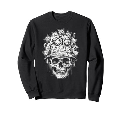 Skull Cat Skeleton Kitty Kitten Sweatshirt - Unique Graphic Men Women - T-Shirt, Sweatshirt, Hoodie