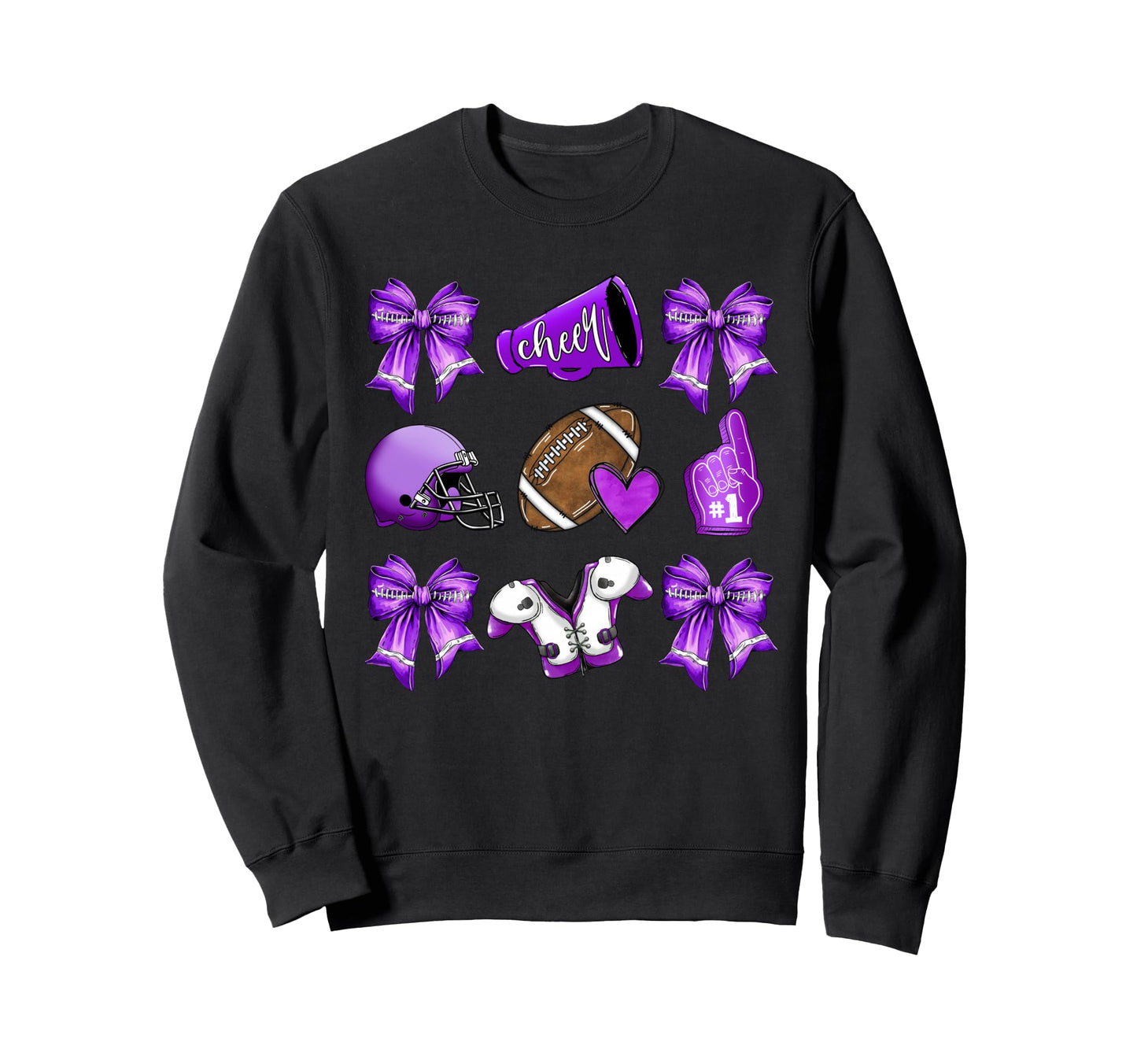 Purple Football Mom Coquette Bows Game Sweatshirt - Novelty Apparel Unisex - T-Shirt, Sweatshirt, Hoodie
