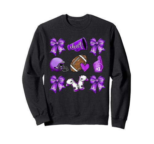 Purple Football Mom Coquette Bows Game Sweatshirt - Novelty Apparel Unisex - T-Shirt, Sweatshirt, Hoodie